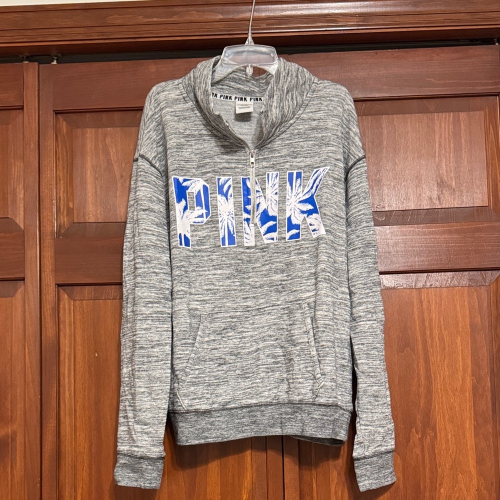 PINK Victoria's Secret Heather Gray Women’s 1/4 Zip-Up Sweater
